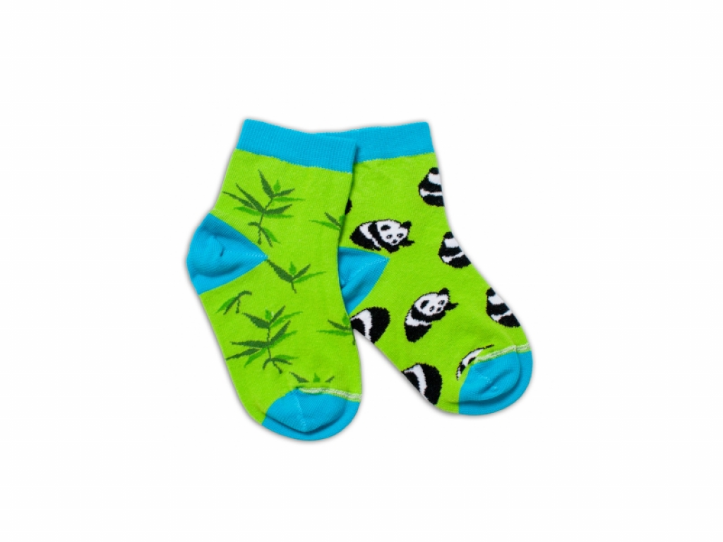 Bavlněné veselé ponožky Panda - zelené