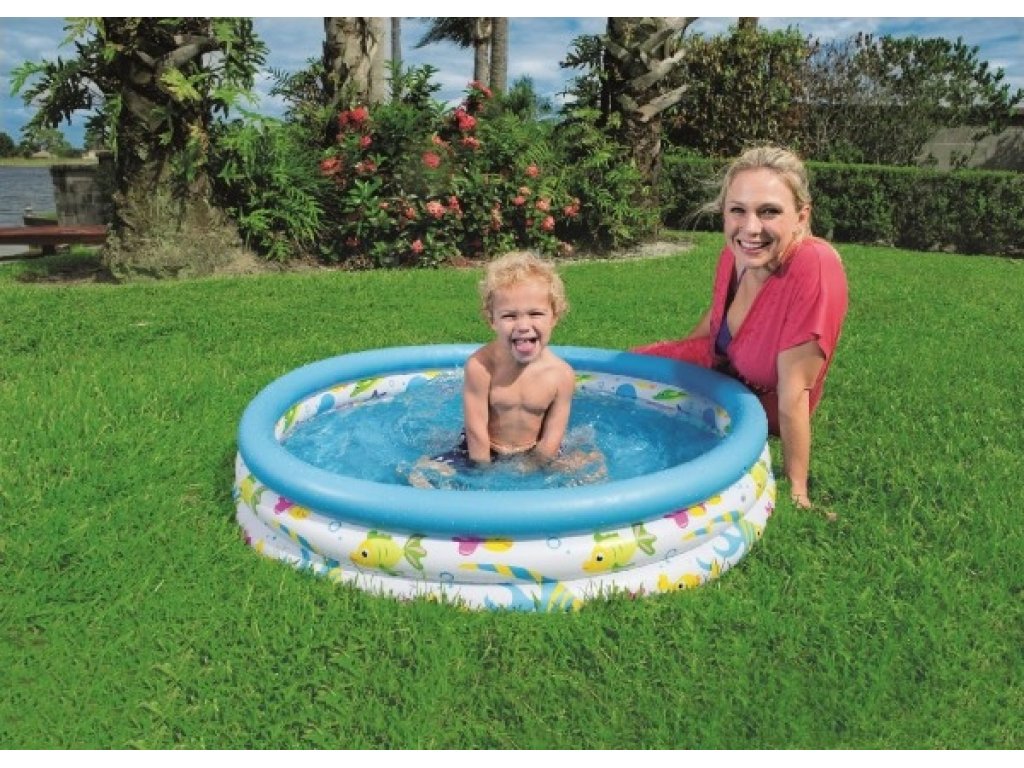 Bazén dětský nafukovací s rybičkami 102x25cm 3 komory v sáčku 2+