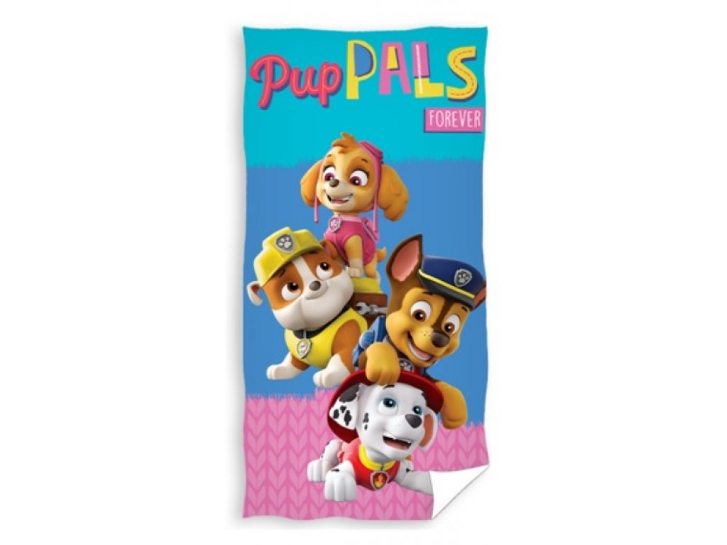 Carbotex Froté osuška 70x140cm Tlapková Patrola Pup Pals Forever - růžová