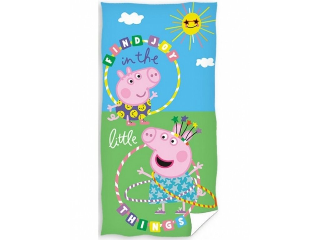 Dětská froté osuška 70x140cm Prasátko Pepa, Carbotex, zelená