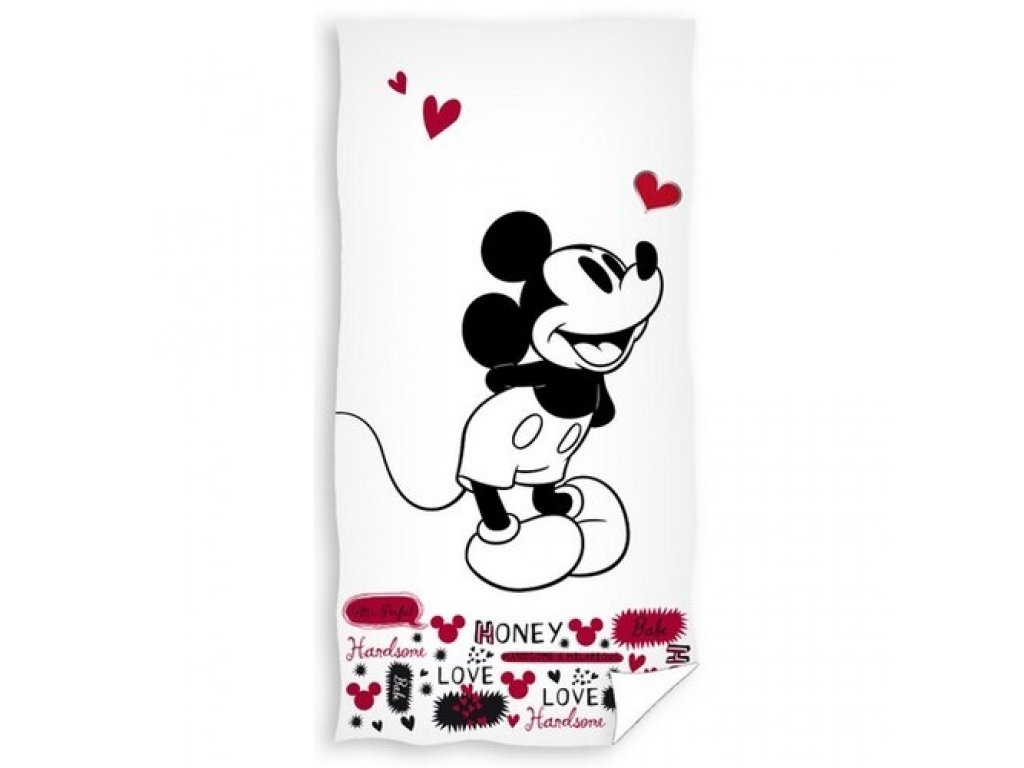 Dětská froté osuška 70x140cm zamilovaný Mickey Mouse, Carbotex, bílá