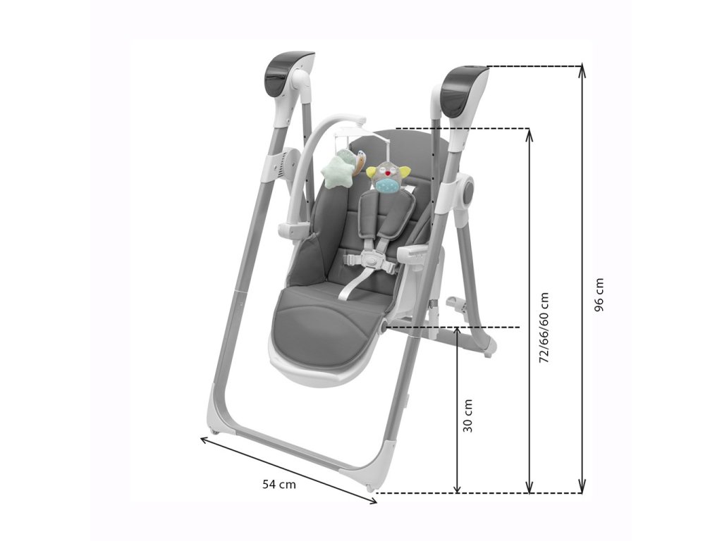 Dětská jídelní židlička 2v1 SMART New Baby grey