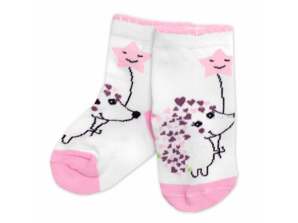 Dětské bavlněné ponožky Ježek - bílé