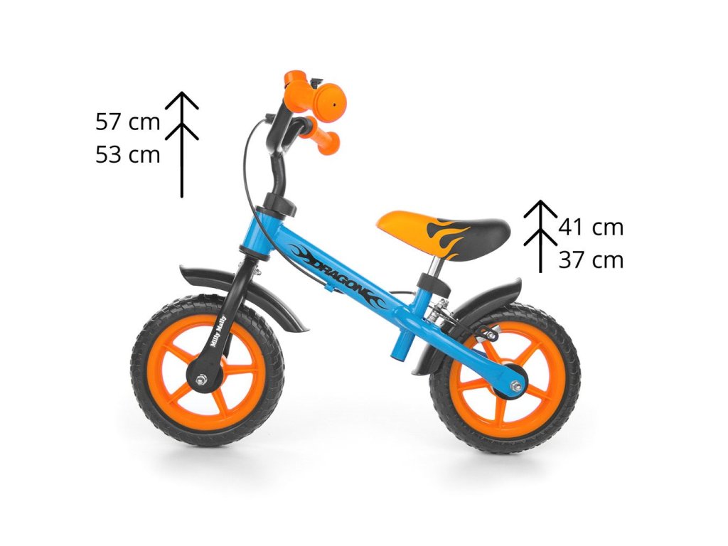 Dětské odrážedlo kolo Milly Mally Dragon s brzdou orange-blue