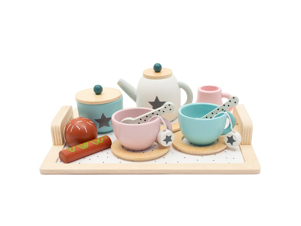 Dětský dřevěný čajový set Montessori Baby Mix