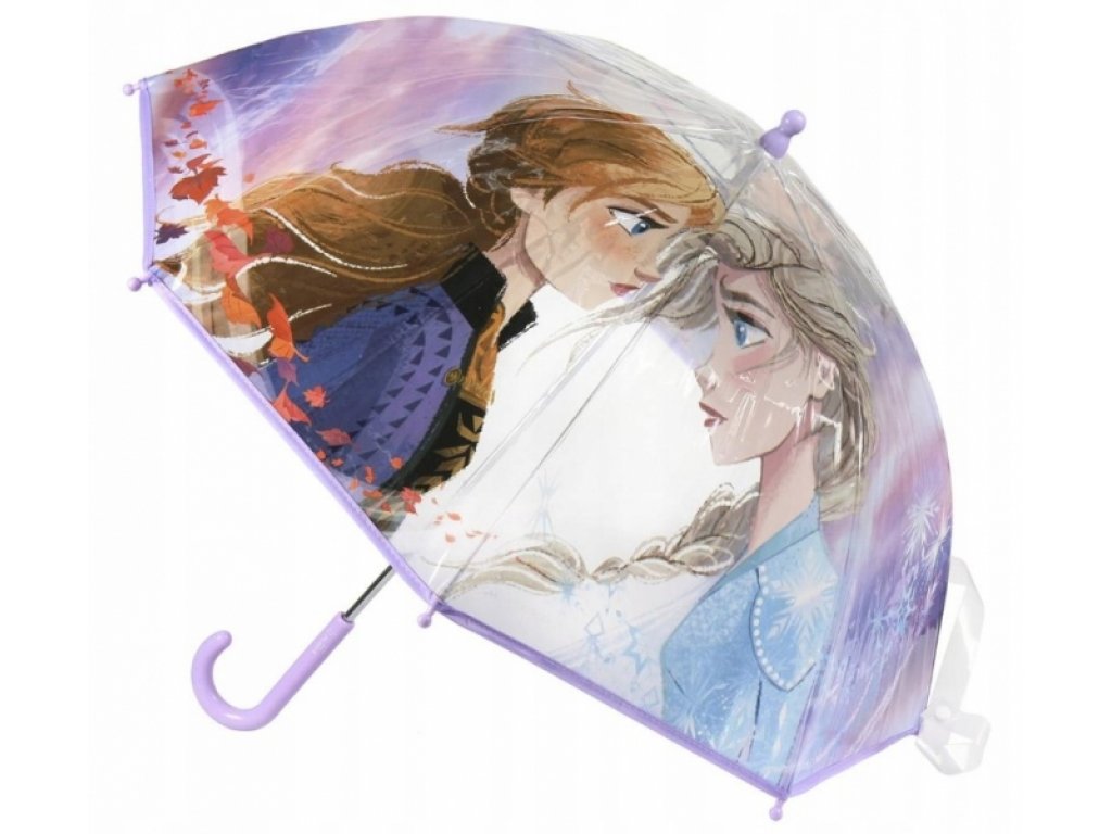 Dětský průhledný holový deštník Frozen - lila