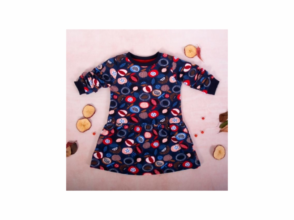 Dívčí bavlněné šaty, Ovoce - granátové