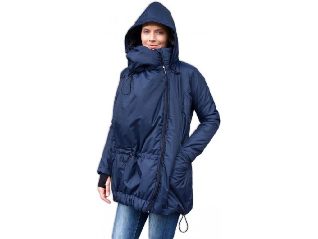 Zimní bunda pro těhotné/nosící - vyteplená, tm. modrá