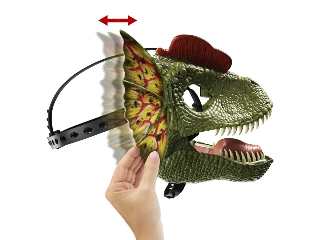JW DILOPHOSAURUS MASKA NA OBLIČEJ SE ZVUKY