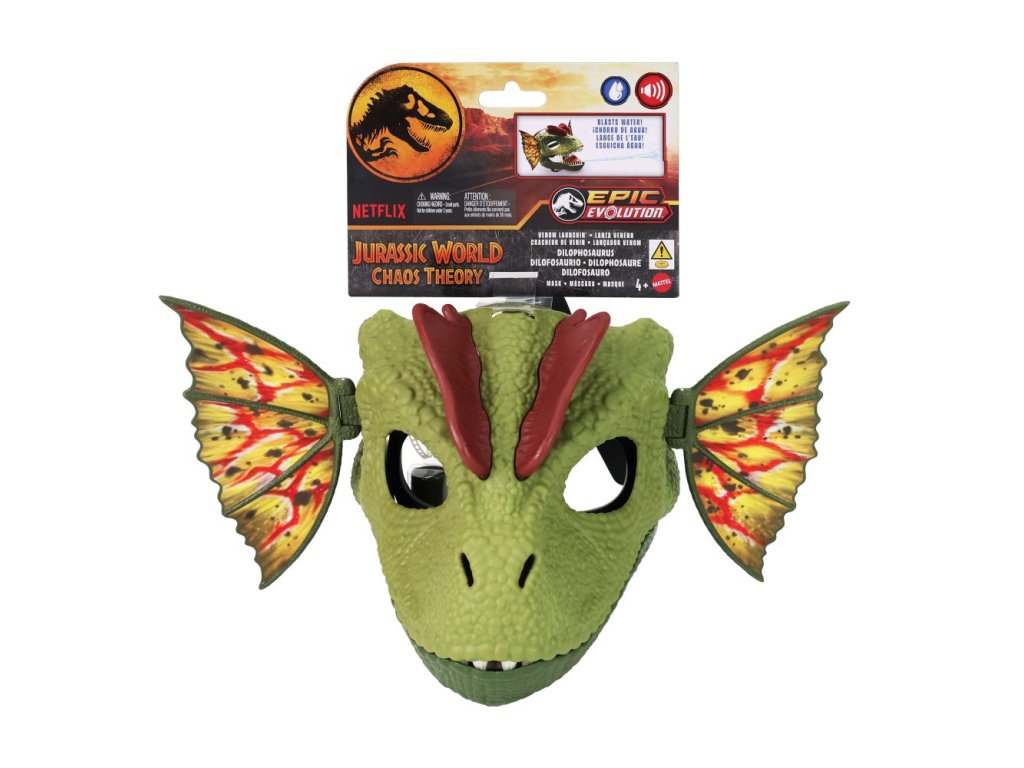JW DILOPHOSAURUS MASKA NA OBLIČEJ SE ZVUKY