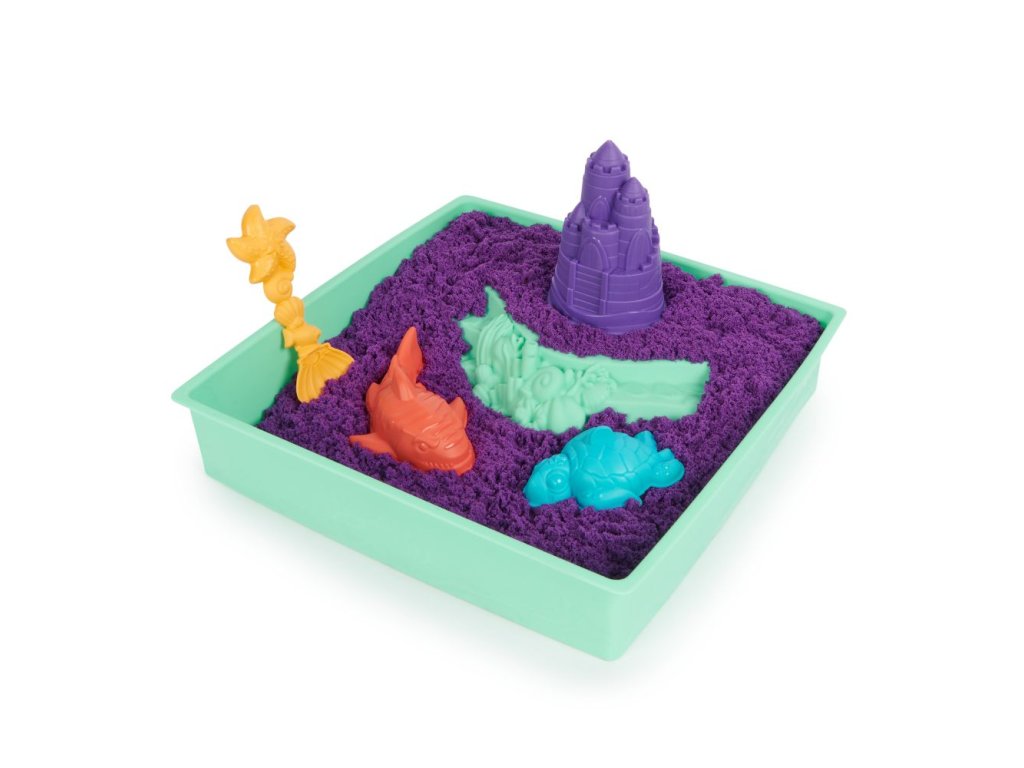 KINETIC SAND KRABICE TEKUTÉHO PÍSKU S PODLOŽKOU FIALOVÁ