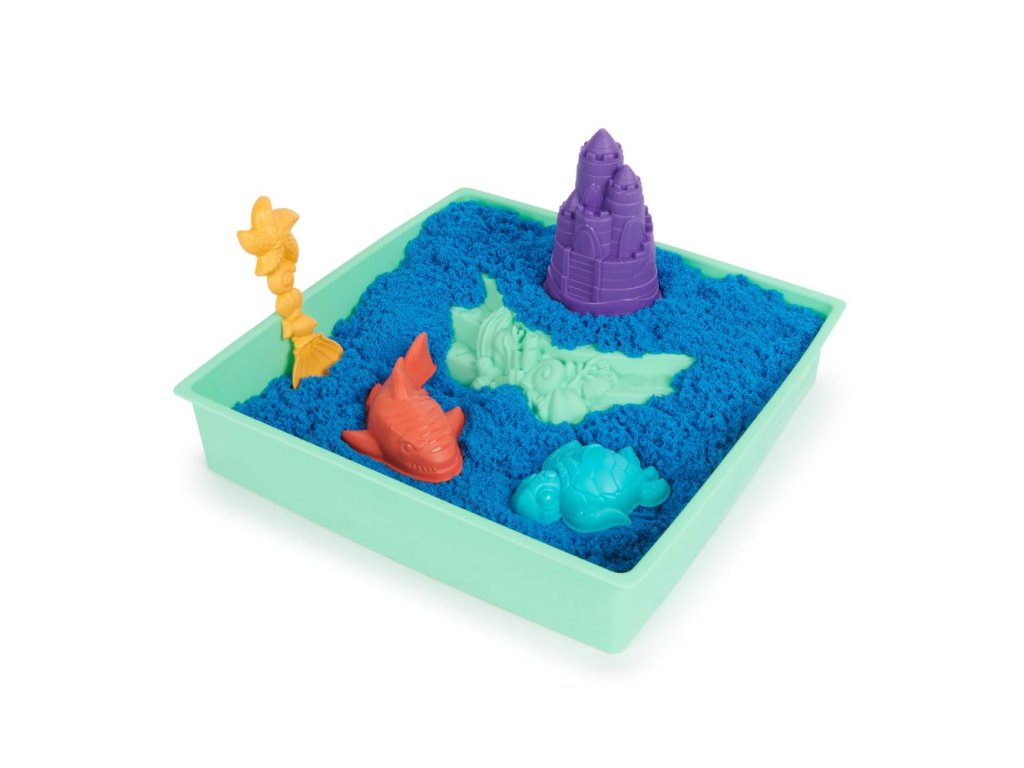 KINETIC SAND KRABICE TEKUTÉHO PÍSKU S PODLOŽKOU MODRÁ