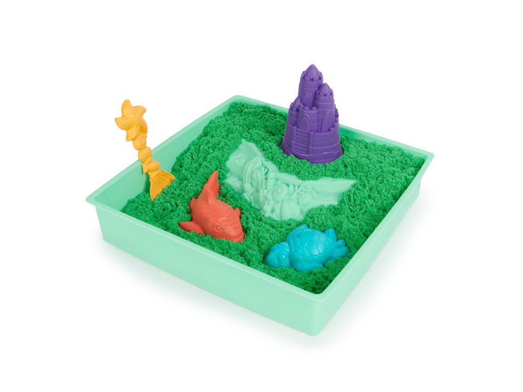 KINETIC SAND KRABICE TEKUTÉHO PÍSKU S PODLOŽKOU ZELENÁ