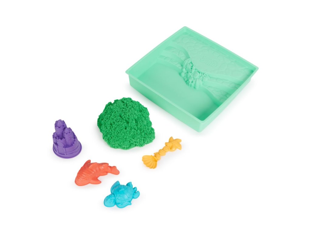 KINETIC SAND KRABICE TEKUTÉHO PÍSKU S PODLOŽKOU ZELENÁ