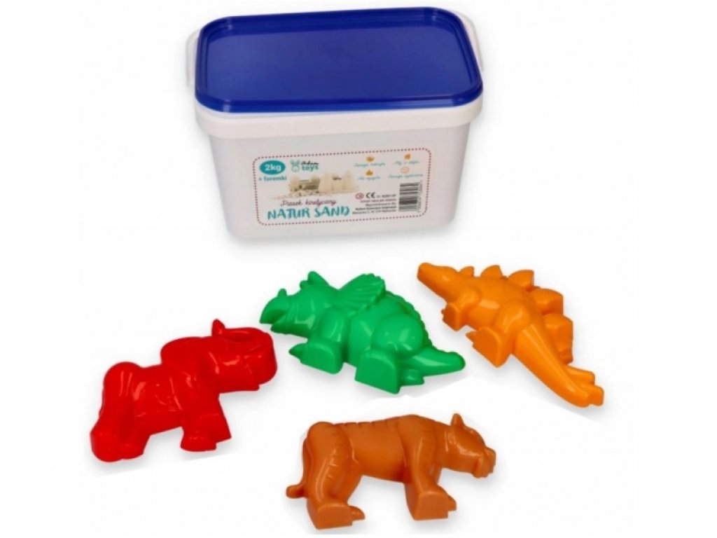 Kinetický písek - přírodní - 2kg + formičky Dinosauři zdarma