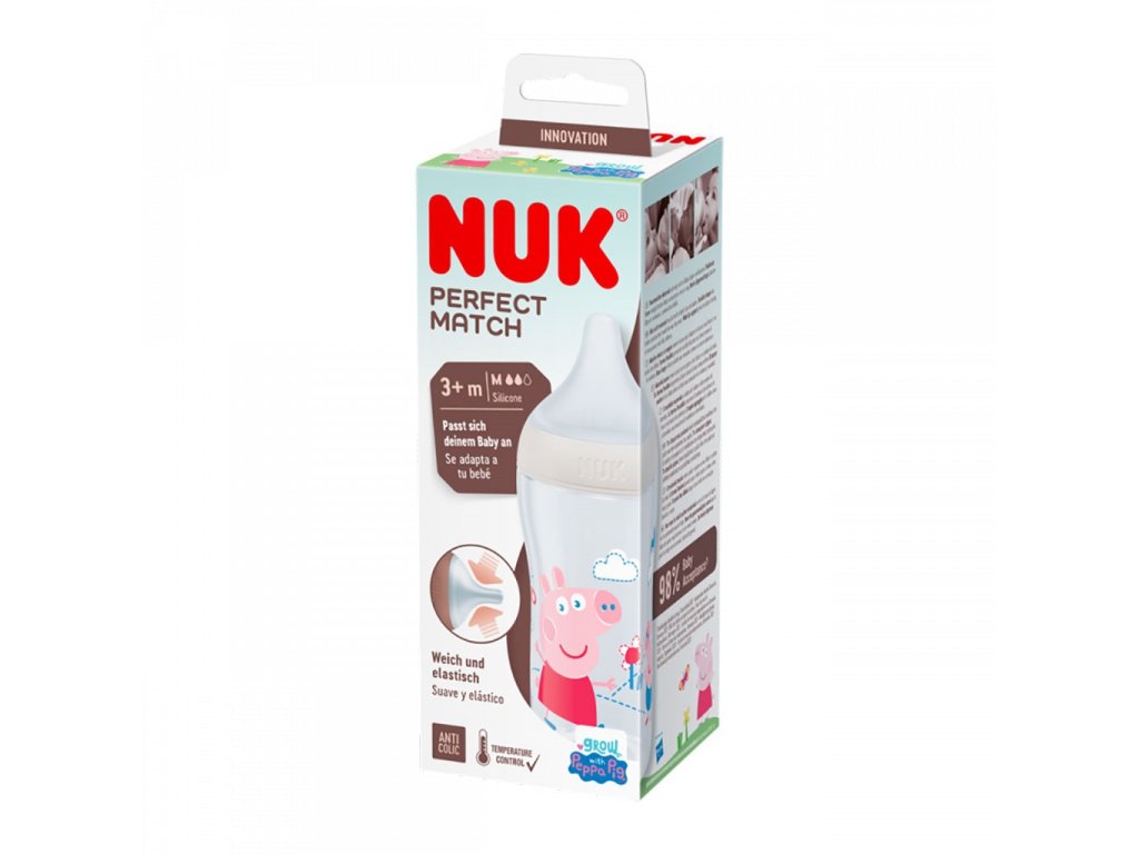 Kojenecká láhev NUK Perfect Match Peppa Pig Temperature Control 260 ml