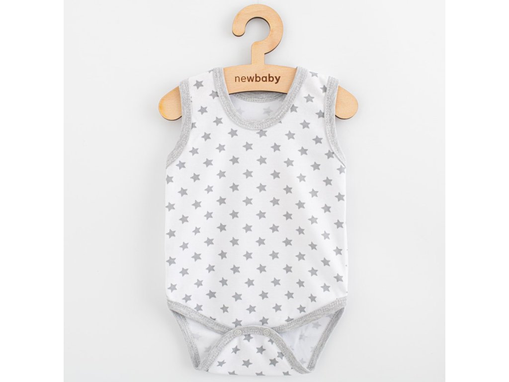 Kojenecké body bez rukávů New Baby Classic II hvězdičky šedé kluk