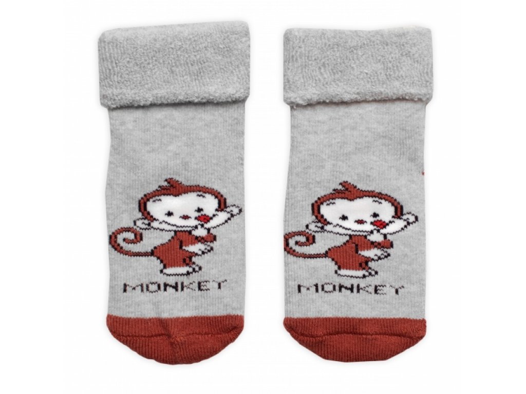 Kojenecké froté ponožky s ABS Monkey, Baby Nellys, šedé