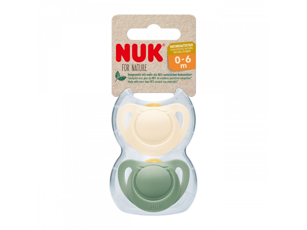 Latexový dudlík NUK For Nature 0-6m 2 ks box zelená