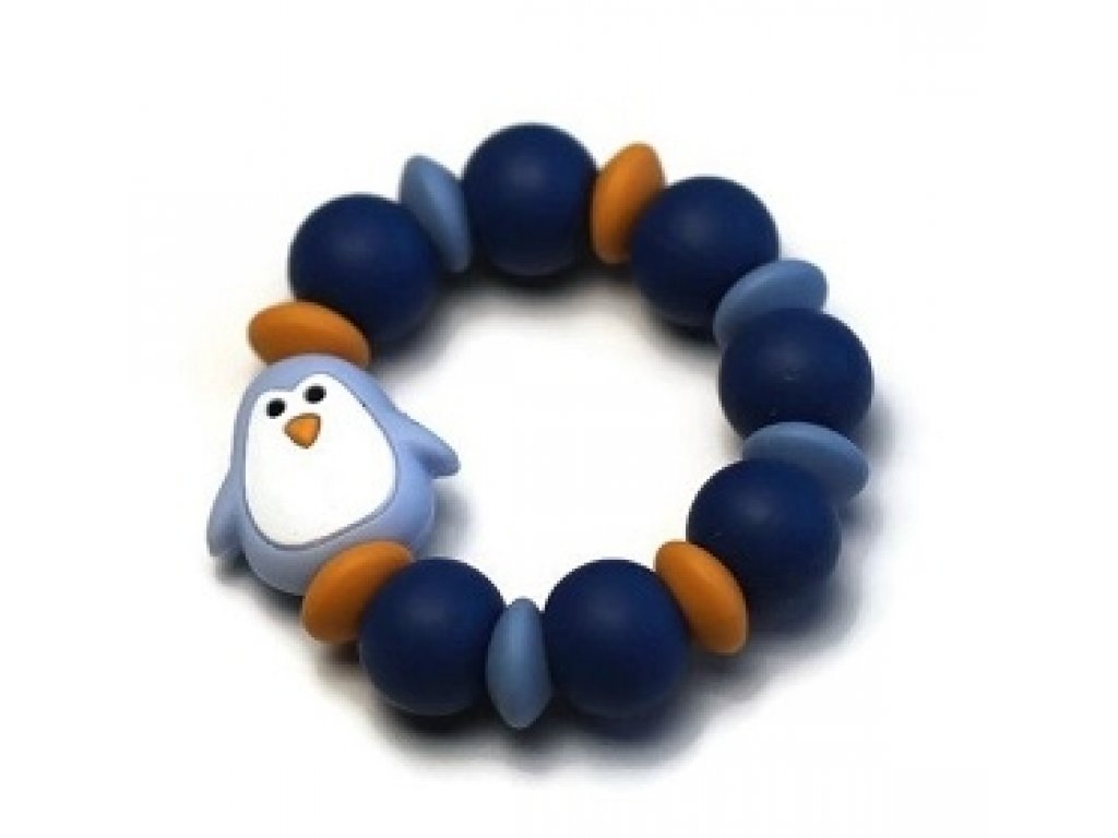Mimijo Silikonové kousátko tučňák - modré