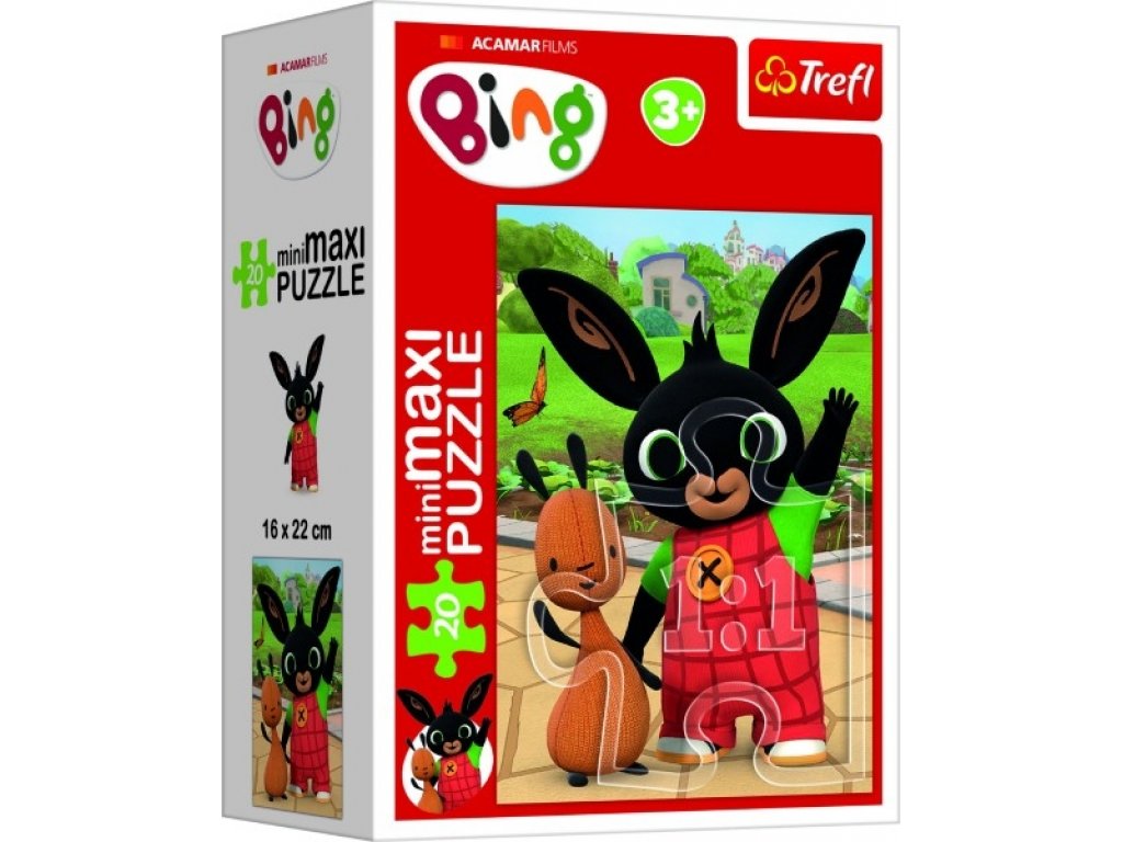 Minipuzzle miniMaxi 20 dílků Bingovi přátelé/Králíček Bing 4 druhy v krabičce 8x11cm