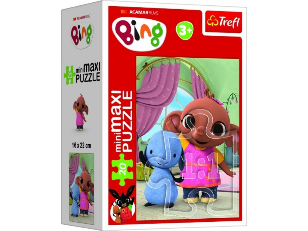 Minipuzzle miniMaxi 20 dílků Bingovi přátelé/Králíček Bing 4 druhy v krabičce 8x11cm