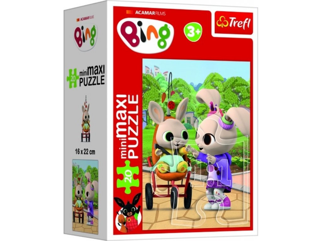 Minipuzzle miniMaxi 20 dílků Bingovi přátelé/Králíček Bing 4 druhy v krabičce 8x11cm