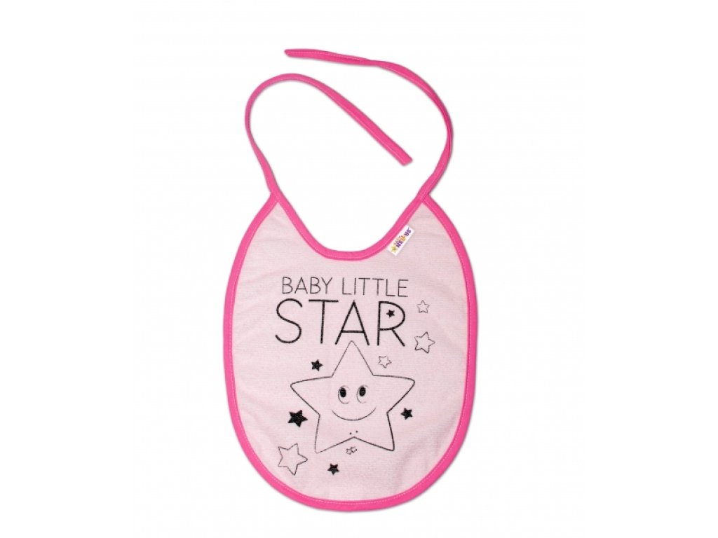 Nepromokavý bryndáček Baby Nellys velký Baby Little Star, 24 x 23 cm - růžová