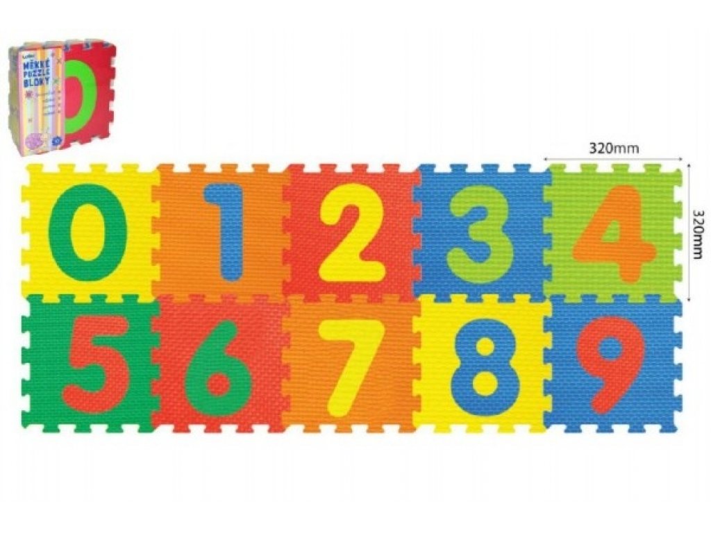 Pěnové puzzle Číslice 32x32x1cm 10ks v sáčku 10m+