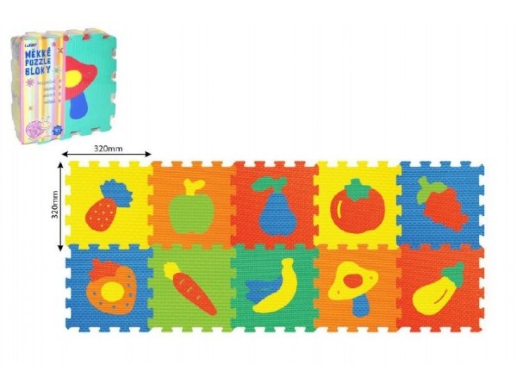 Pěnové puzzle Ovoce Zelenina 32x32cm 2 druhy 10ks v sáčku