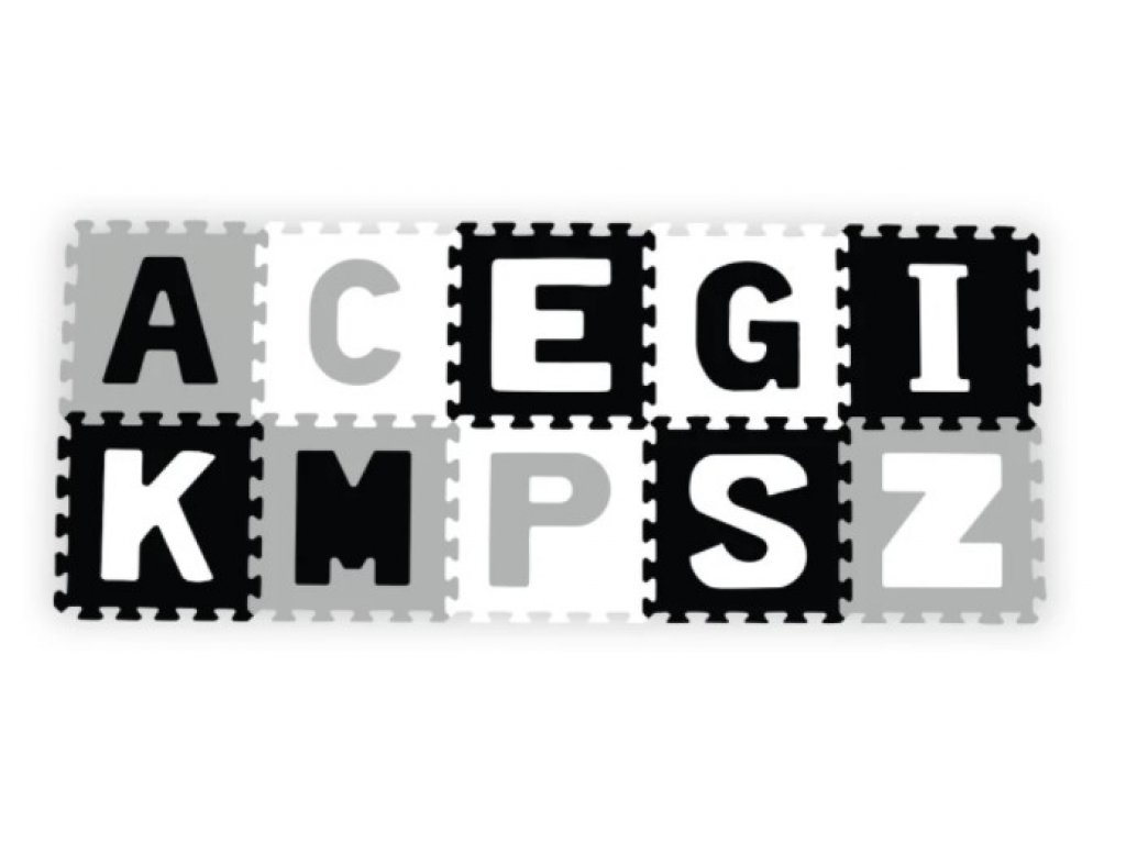 Pěnové puzzle - Písmena, 10ks, šedá/černá/bílá
