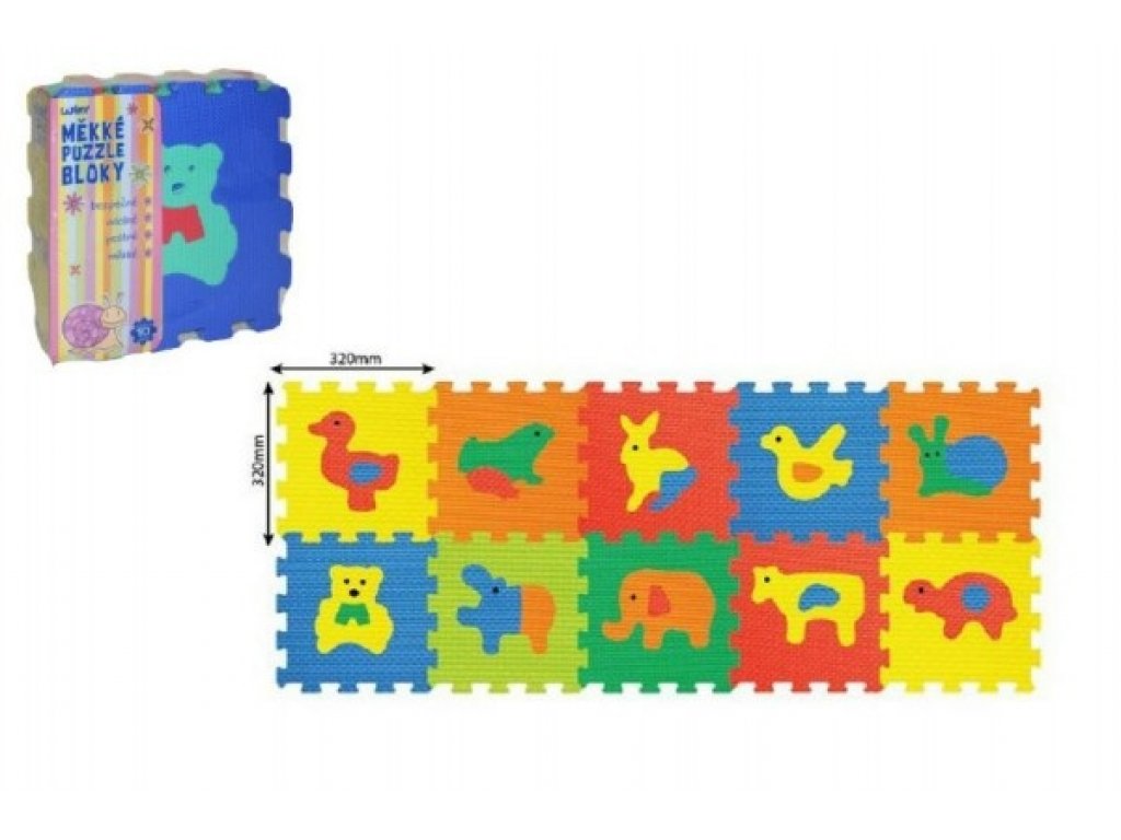 Pěnové puzzle Zvířata 30x30cm 10ks v sáčku