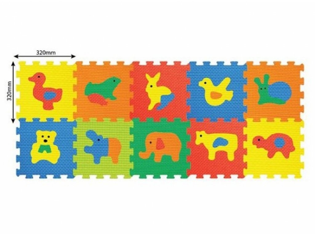 Pěnové puzzle Zvířata 30x30cm 10ks v sáčku