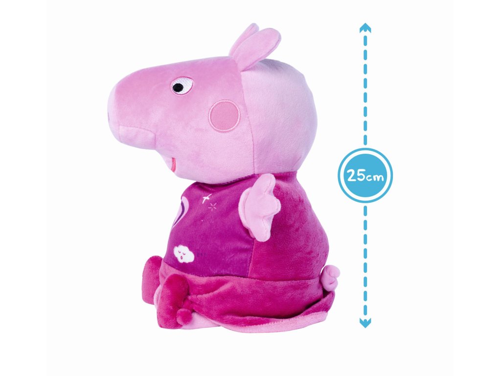 Peppa Pig 2v1 plyšový usínáček, hrající + světlo, růžový, 25 cm