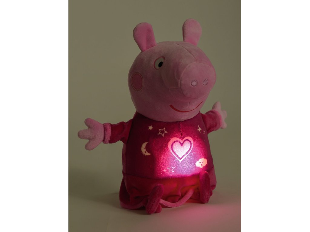 Peppa Pig 2v1 plyšový usínáček, hrající + světlo, růžový, 25 cm