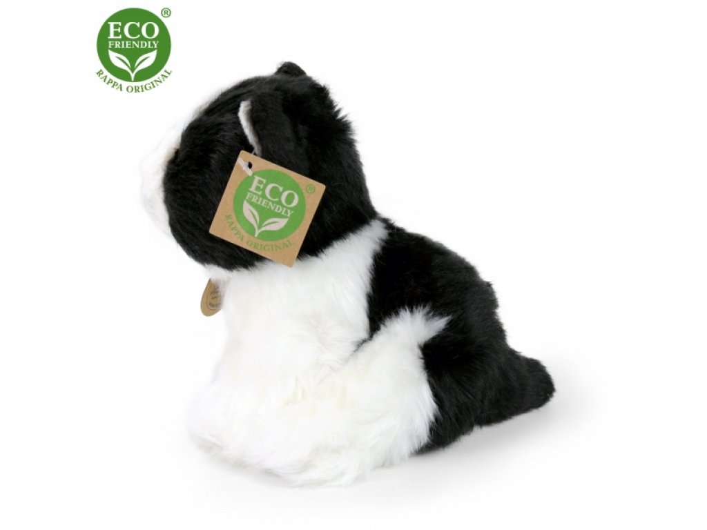 Plyšová kočka černo-bílá sedící 17 cm ECO-FRIENDLY