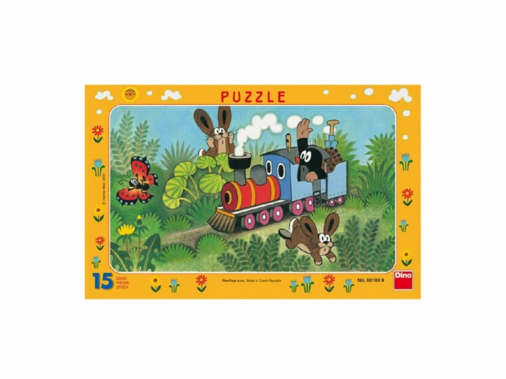 Puzzle deskové Krtek a lokomotiva 29,5x19cm 15 dílků