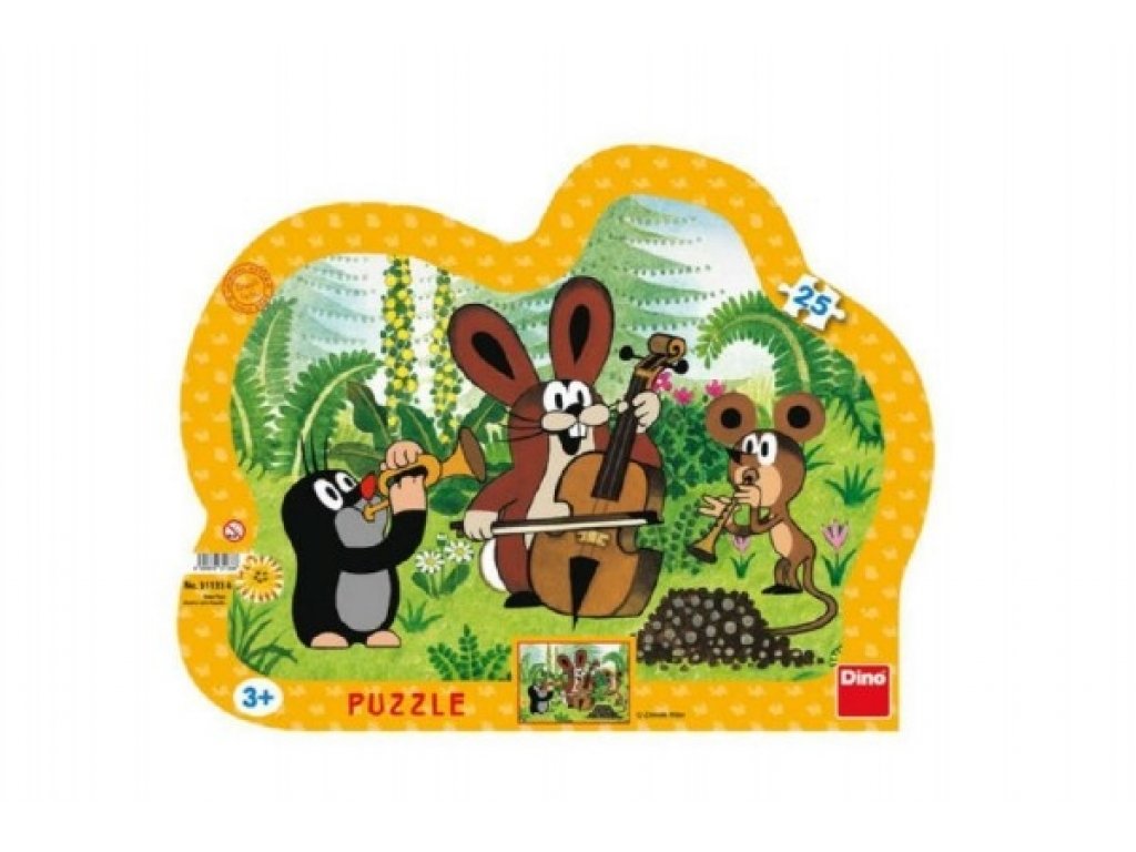 Puzzle deskové Krtek muzikant kontura 35x28cm 25 dílků
