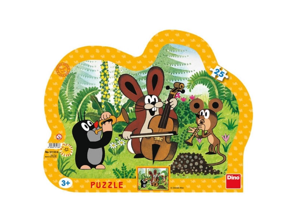Puzzle deskové Krtek muzikant kontura 35x28cm 25 dílků