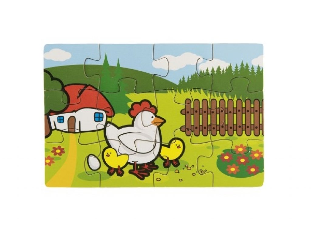 Puzzle dřevěné Moje první zvířátka 4x12 dílků 20x14x3,5cm v dřevěné krabičce 24m+ MPZ