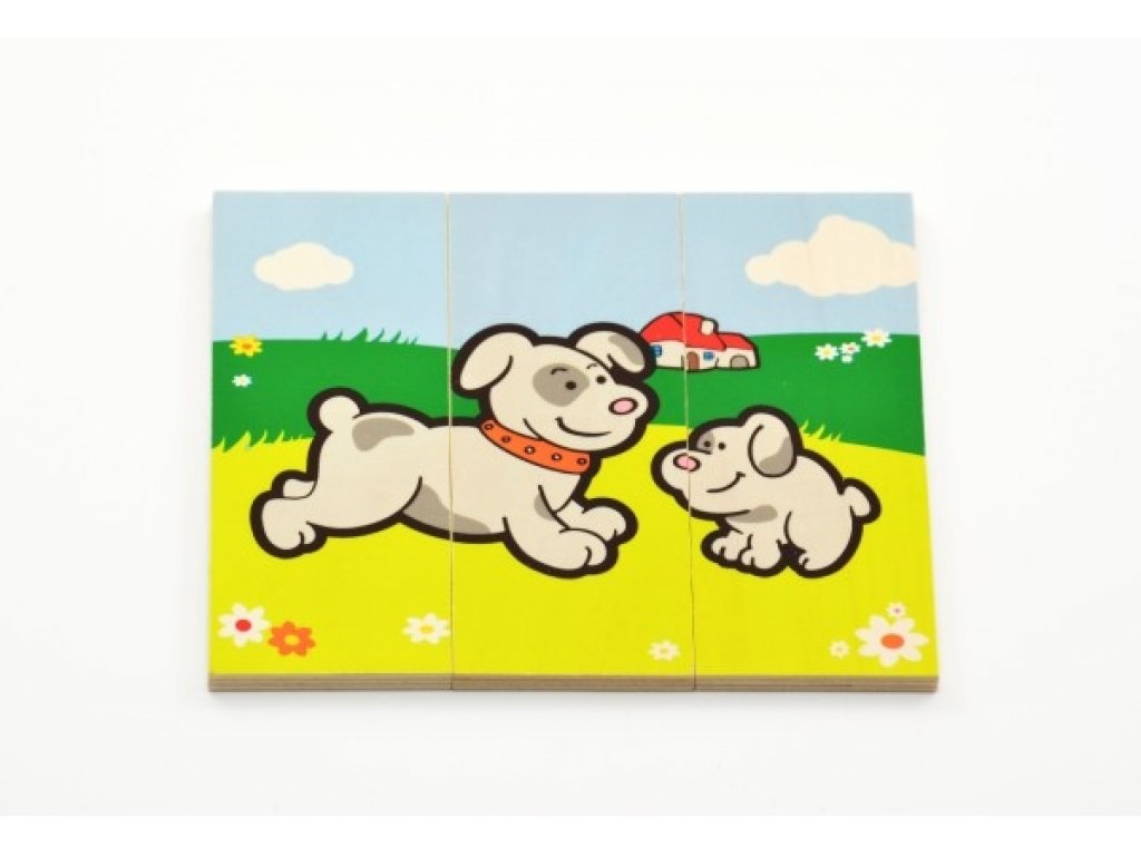 Puzzle Moje první zvířátka dřevěné 18 dílků pro nejmenší v krabičce 13x11,5x4,5cm 12m