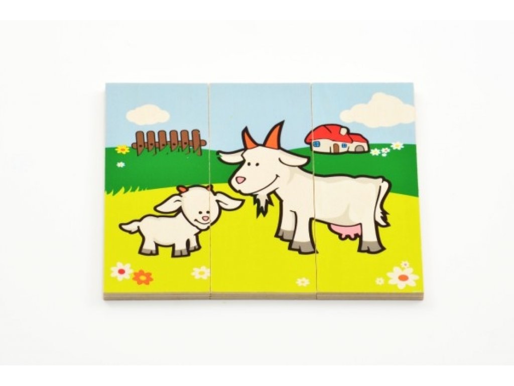 Puzzle Moje první zvířátka dřevěné 18 dílků pro nejmenší v krabičce 13x11,5x4,5cm 12m