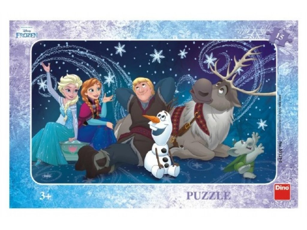 Puzzle Sněhové vločky deskové 15 dílků Frozen/Ledové království 30x19cm