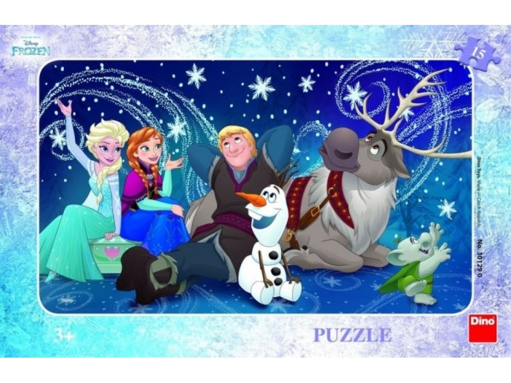 Puzzle Sněhové vločky deskové 15 dílků Frozen/Ledové království 30x19cm