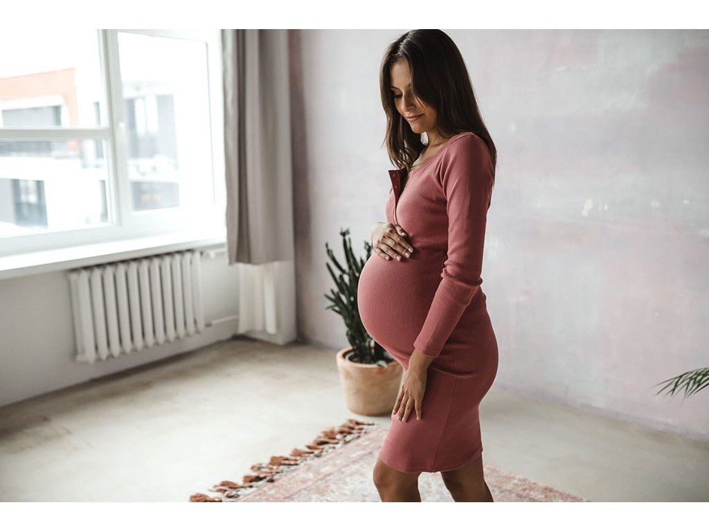 Těhotenské a kojící šaty žebrované Tummy milk & love