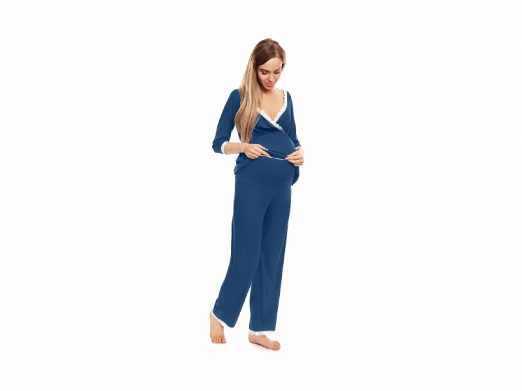 Těhotenské, kojící pyžamo s krajkovým lemováním