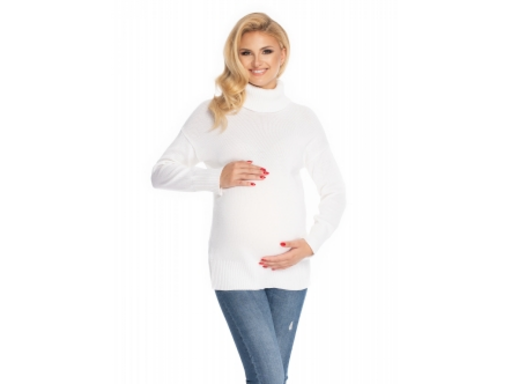 Těhotenský svetr, rolák - bílý