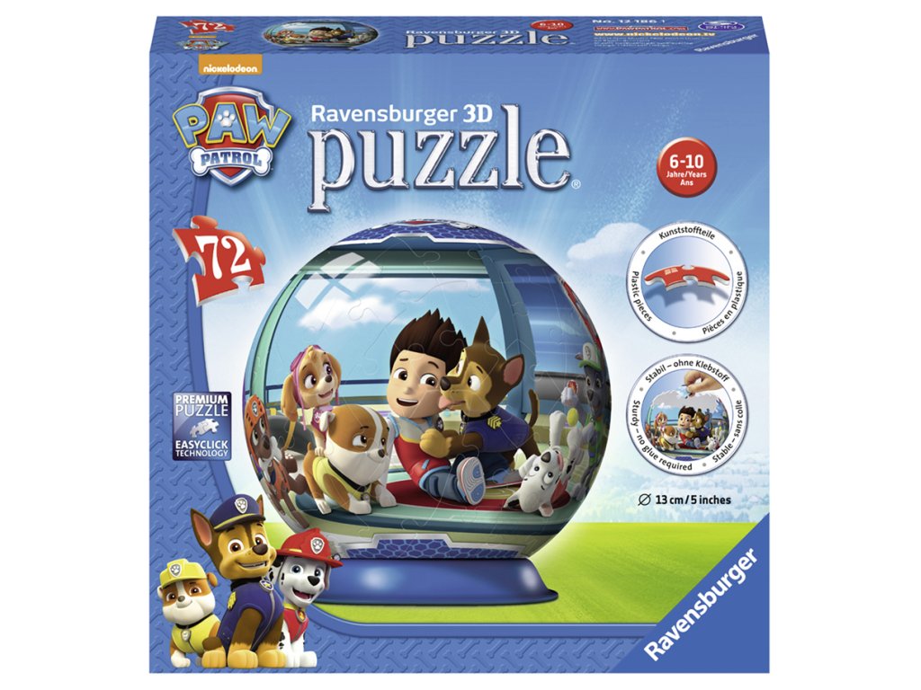 Tlapková Patrola puzzleball, 3D, 72 dílků