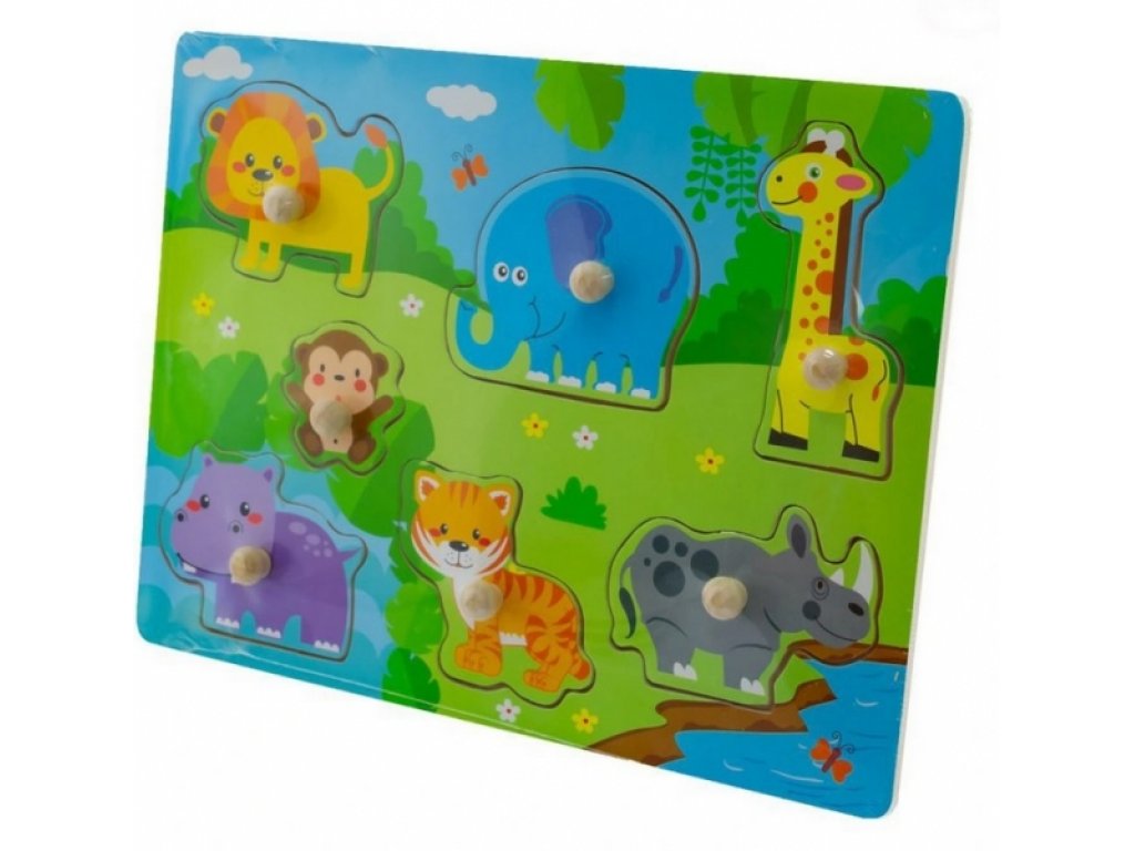 Tulimi Dřevěné zábavné puzzle vkládací - Safari malé