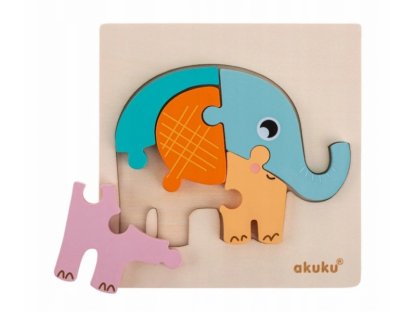 Akuku Edukační dřevěnná vkládačka - Slon